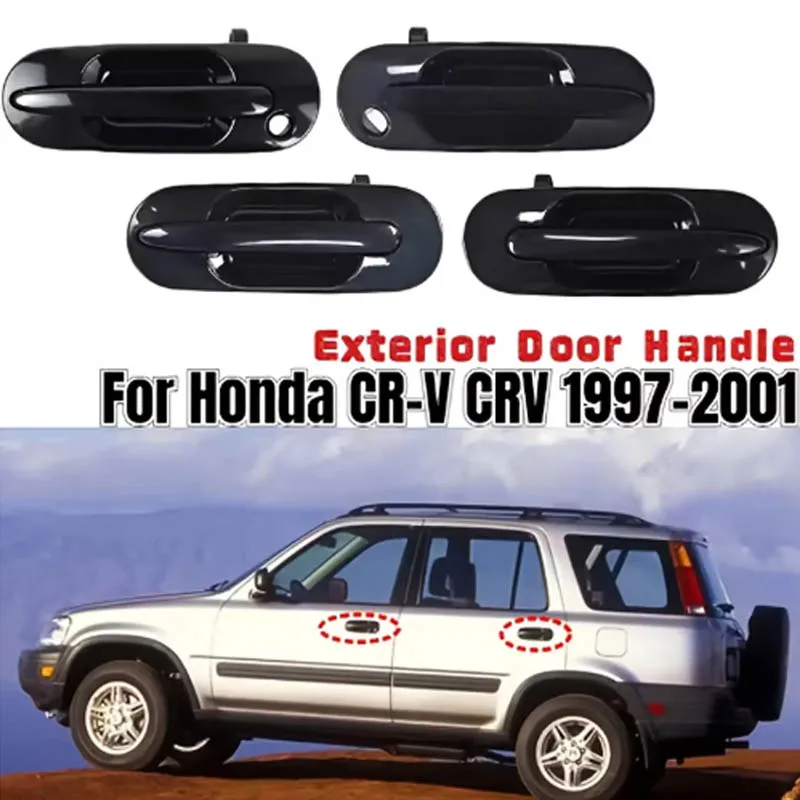 2 Peças Pretas de Maçanetas Externas Dianteiras e Traseiras para Honda CR-V 1997-2001 - Peças e Acessórios Automotivos