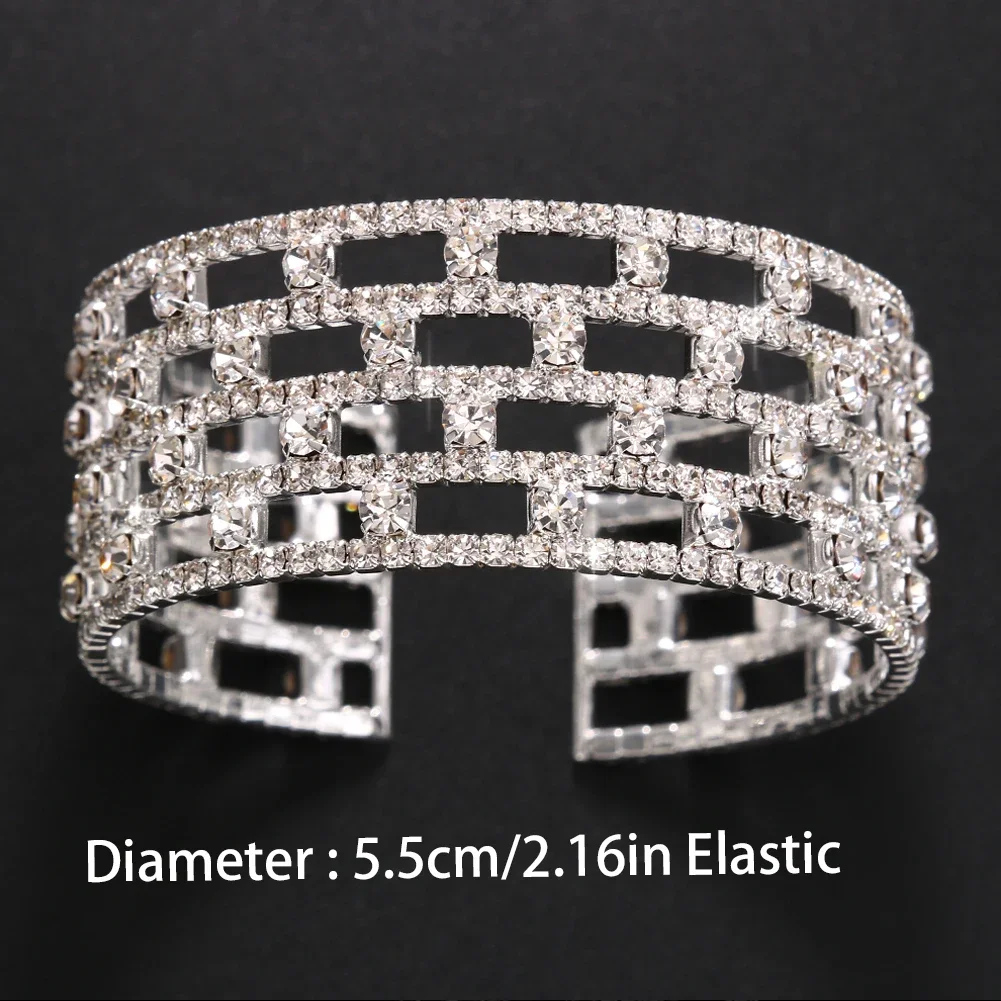 Fashion Crystal Bangle Bracelet for Women Hand Jewelry Bridal Bracelets for Wedding Elegant 2022 Trending Rhinestone Jewellery