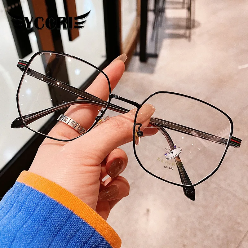 

Anti Blue Light Glasses Female Irregular Full Frame Glasses Diamond Edge Decorative Metal Spectacle Frame