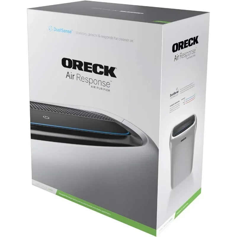 Oreck Air Response Air Purifier, HEPA and Carbon Filtration For Home, Quiet, Large, Silver, WK16002