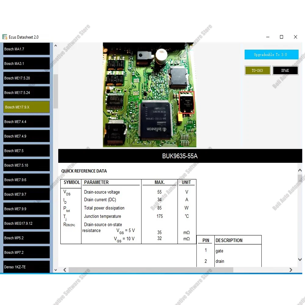 Ecus Datasheet 2.0 ECU إصلاح برنامج PCB المخططات مع المكونات الإلكترونية لوحدة التحكم الإلكترونية في السيارة والمعلومات الإضافية