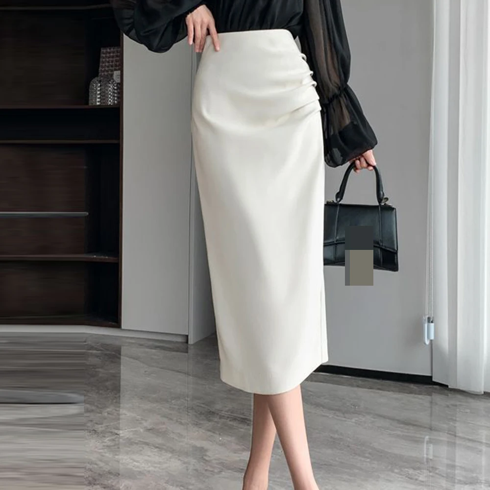

Split skirt women's 2025 autumn new irregular high waist and thin temperament one-step medium and long hip skirt