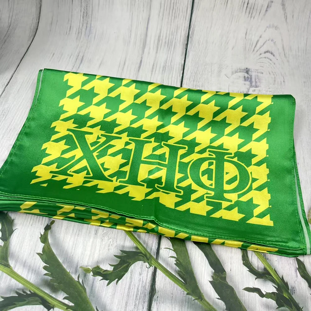 Chi Eta Phi Greek Iconic Letter Yellow Green Plaid Gift Sisters Scarf