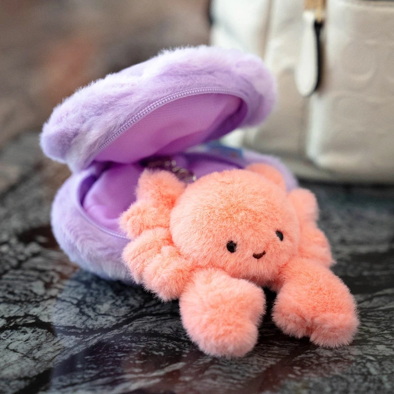 Cute Crab Keychain Plush Keyring Clown Fish Stuffed Animal Backpack Charm Cute Ocean Theme Decor Gift Cute Ocean Animal