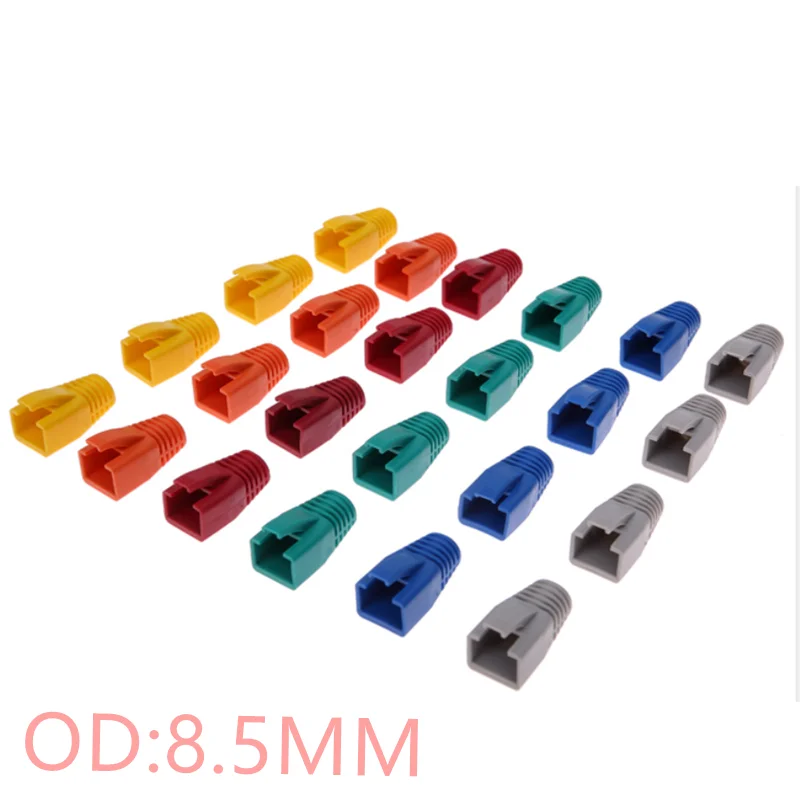 RJ45 Cat7 Caps Cat6a Network Ethernet Cable Connector Cat 7 Plug Protective Multicolour Boots Sheath Color Bush OD 8.5mm