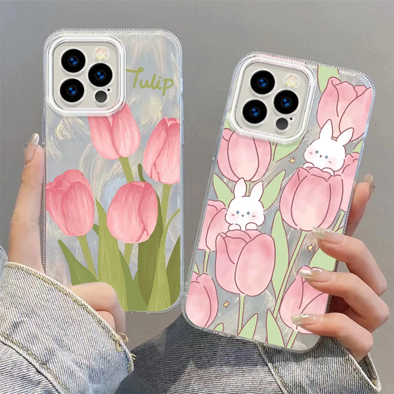 튤립 토끼 핑크 아이폰 케이스 이미지