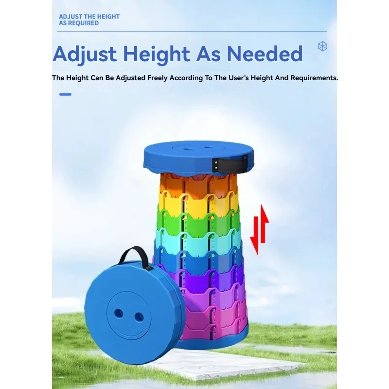 2PC Rainbow Folding Stool Adjustable Height PP Material Portable Collapsible Compact for Camping Fishing Outdoor Activities view 4