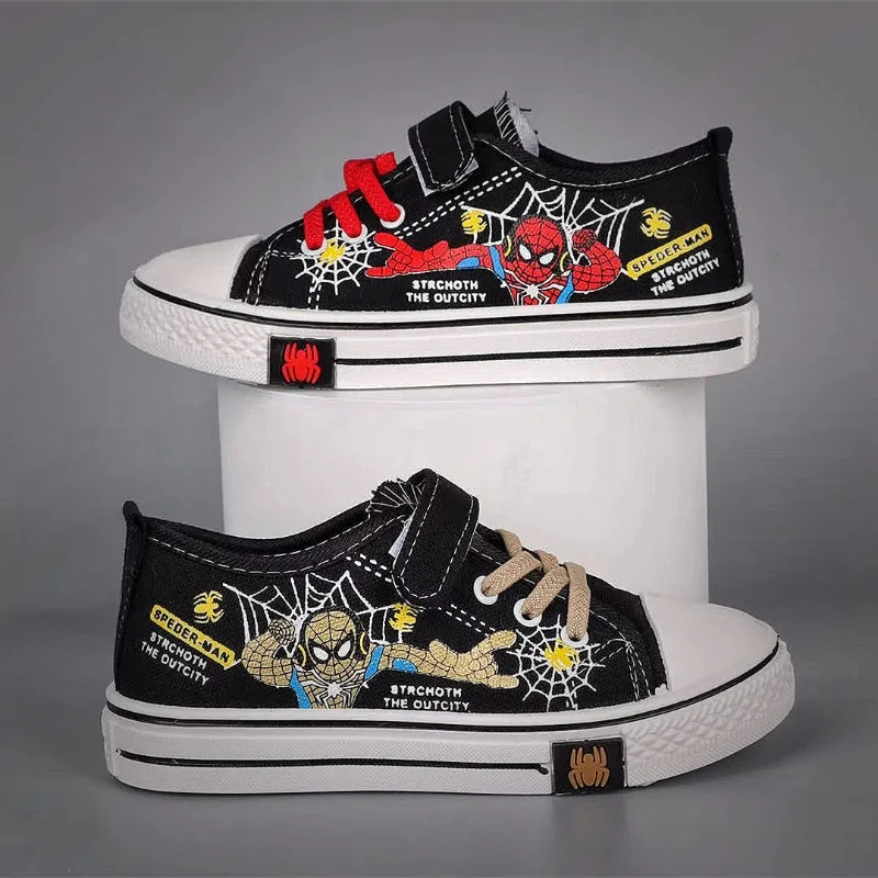 Disney Spider-Man Kinderen Canvas Schoenen Voor Jongens Ademende Cartoon Velcro Kinderschoenen Casual Antislip Soft-Soled B