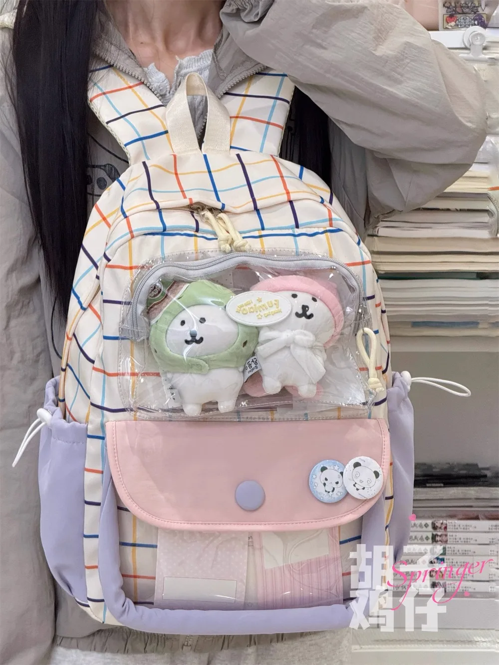 

Школьная прозрачная сумка Ita, милый хит цвета, клетчатый рюкзак Mochila большой емкости, дорожные сумки Mochilas для студентов для женщин