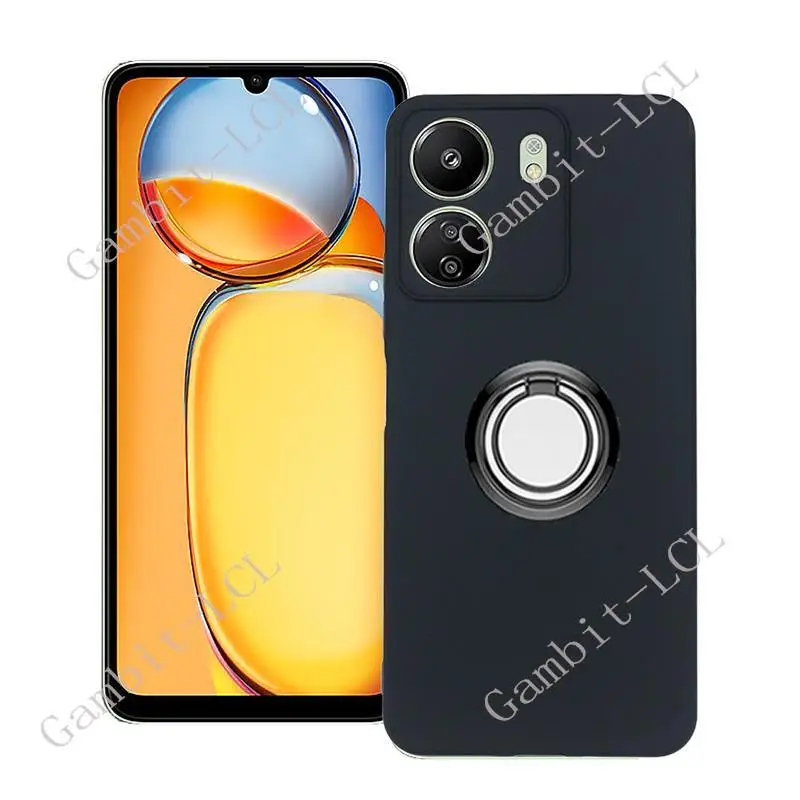 Dla Xiaomi Poco C65 Redmi13C 23100RN82L 2310FPCA4G Tylny uchwyt pierścieniowy Pokrowiec na telefon Miękkie silikonowe etui TPU na Redmi 13C 4G