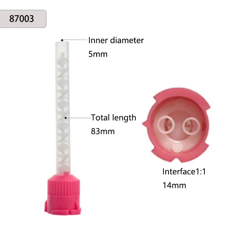 50/100PCS Tandheelkundige Mengtips Siliconen Rubber Mengtip Tandheelkundige Afdrukmaterialen Mengbuis Prothese Laboratorium Kleurbuizen