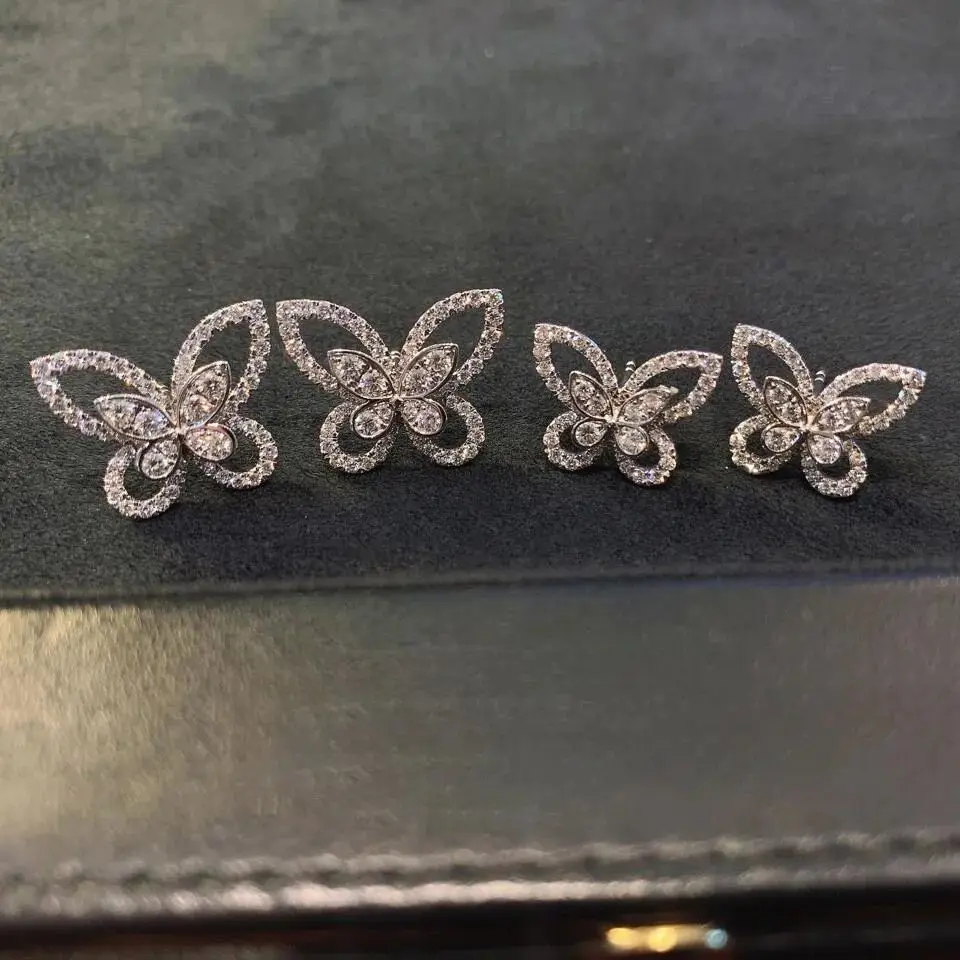 

Luxury Butterfly Phantom Fashion Women's Earring Ear Studs Silver High quality 5A grade zircon Sparkling Enchanting Party Gift