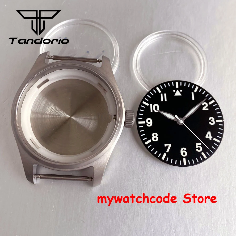 

НОВЫЙ корпус часов Pilot из стали/титана 39 мм для NH35 NH36 Miyota 8215 821A ETA2824 PT5000 33,5 мм, циферблат часов, набор стрелок, сапфир