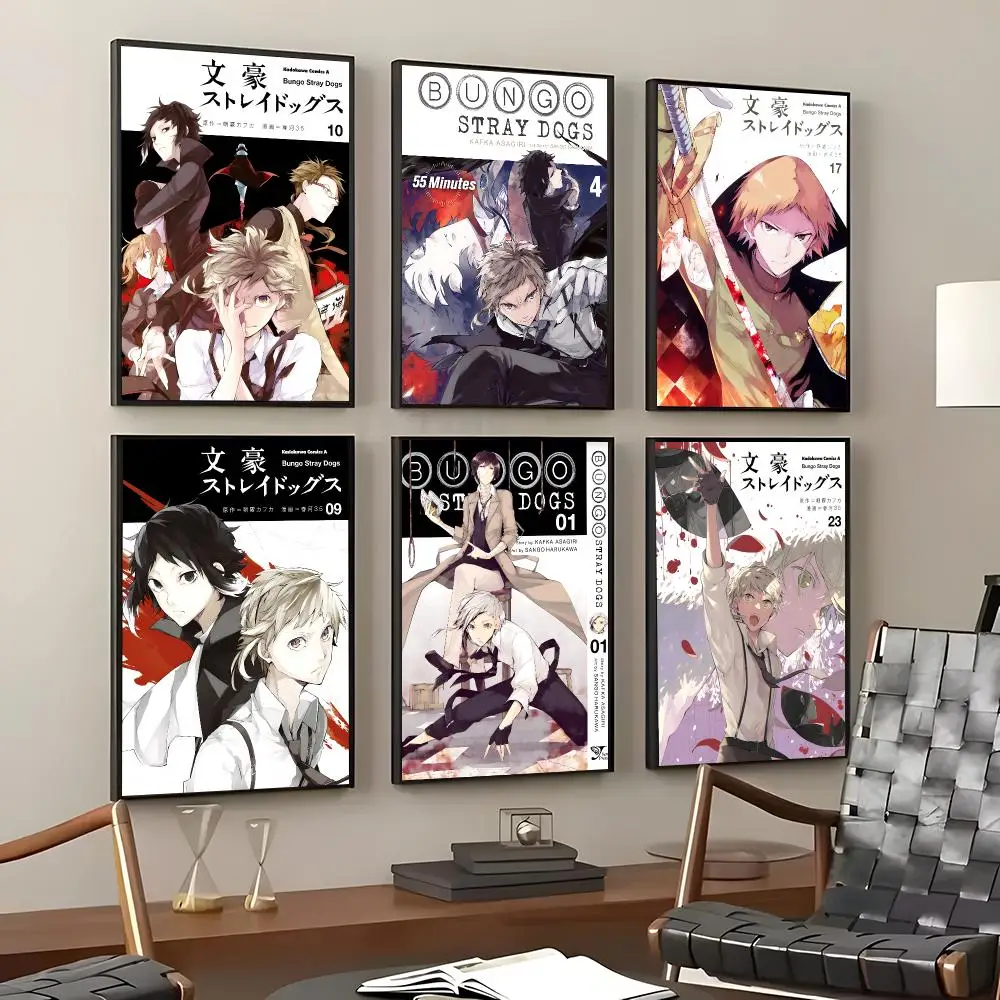 Anime Bungo Stray Dogs Poster Self-Adhesive Waterproof Wall Stickers Coffee Bar Home Wall Decor