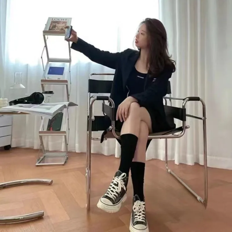 كرسي صور المشاهير على الإنترنت، سرج من الجلد الخفيف الفاخر لغرفة المعيشة في العصور الوسطى، أريكة واحدة #5