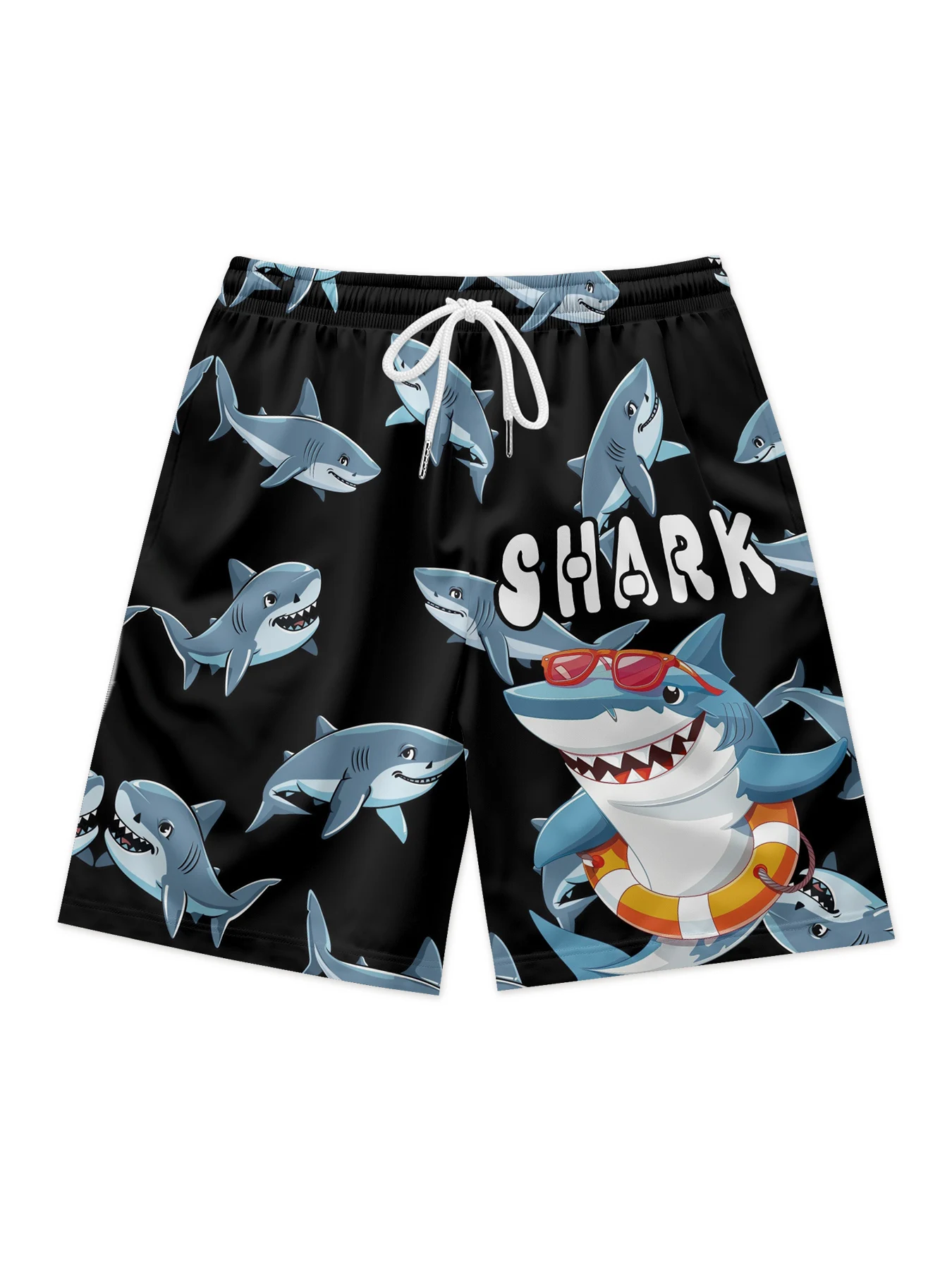 

All Over Printing Custom 100% Polyester Men's Shorts Summer Men Anime Shorts pantalones casuales black shark print