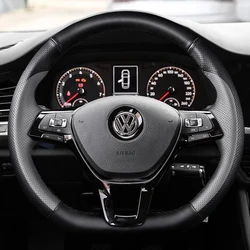 Hand-Stitched Sports style Genuine Leather Steering Wheel Cover For Volkswagen VW Polo jetta Passat B8 Golf 7 Mk7 Auto Interior
