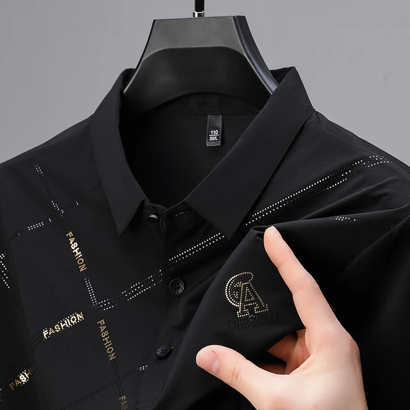 Luxury High Quality Ice Silk ventilate Short Sleeve polo shirt Men\'s Top Summer Brand Embroidery Casual Business Paul T-shirt