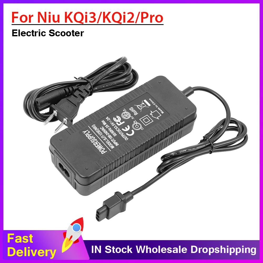 53.5V 2A Electric Scooter Battery Charger for NIU KQi1 Pro/Sport & KQi2 Pro/ KQi3 Pro/Sport/ Max Chargeing Power Adapter Parts