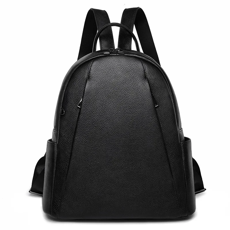 New Fashion Luxury Brand Cow Genuine Leather Women Backpacks Female Ladies Girl Student Korean Solid Casual Designer Backpack