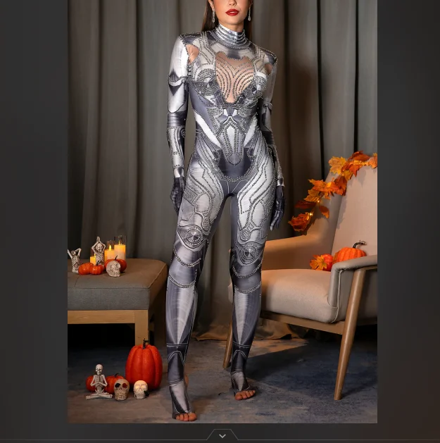 

Pigou Silver Machine Print Jumpsuit