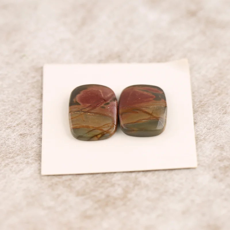 

B&F 2PCS Cabochon Natural Multi-Color Picasso Jasper Stone—Loose Gemstone for Jewelry Making customized—18x12x2mm 3.5g