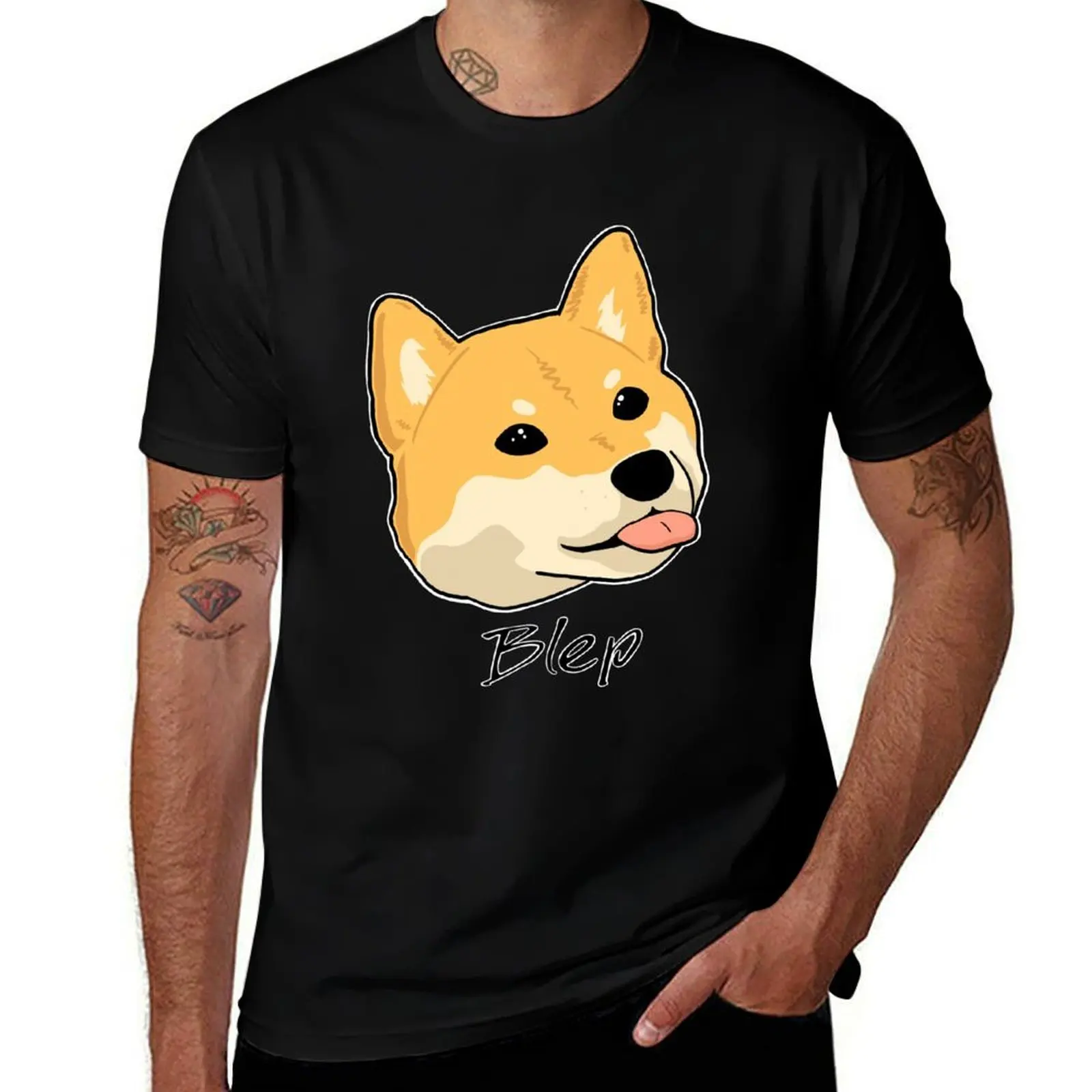 

shiba inu blep tongue T-Shirt Work Basic Short Sleeve Top