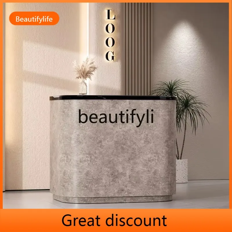 

Clothing Store Light Luxury Style Cashier Counter Small Barber Shop Bar Beauty Company Front Desk Reception Desk A51