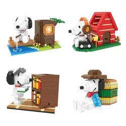 Rest Snoopy Micro Building Blocks Music Fishing Snoopy Pen Holder 3D Model DIY Puzzle Mini Bricks Figure Toys For Christmas Gift