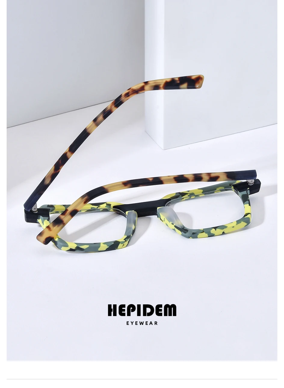 HEPIDEM Matte Acetat Brille Rahmen Männer Marke Design Quadratische Brillen Frauen Japanische Handgemachte Brille Johnny Depp Brillen 9381 – Detail 2