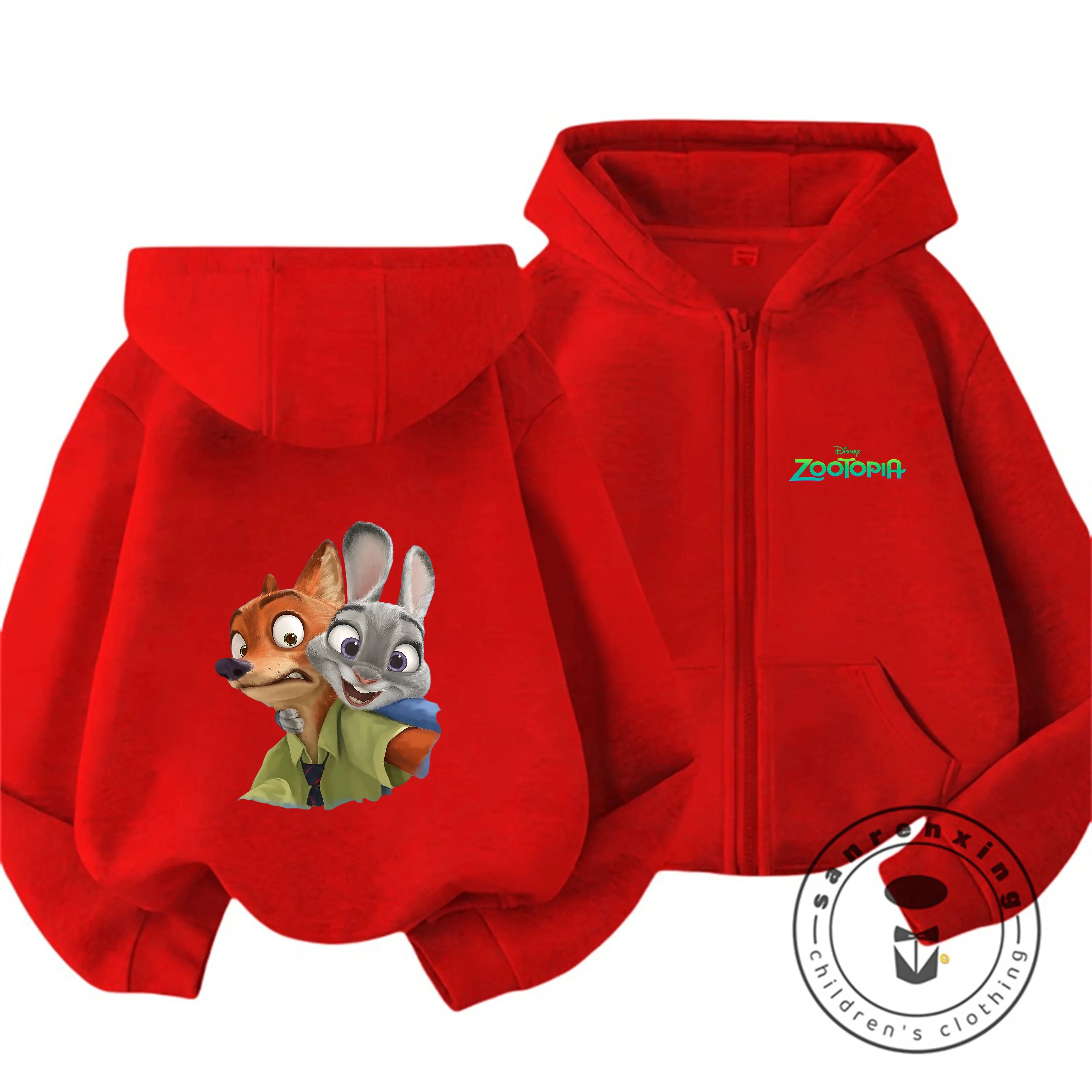 

Модная детская толстовка на молнии с капюшоном Zootopia, осенне-зимняя повседневная одежда с милым мультяшным принтом