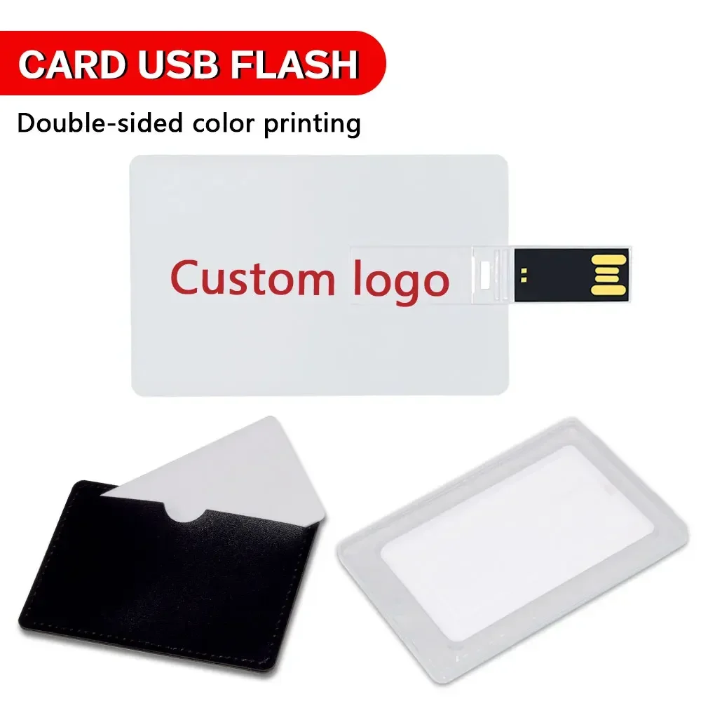 10PCS/LOT Plastic Card Bank Card Shape USB Flash Drives 128GB Free Logo pendrive 64GB Business Gift Memory Stick 32GB U Disk