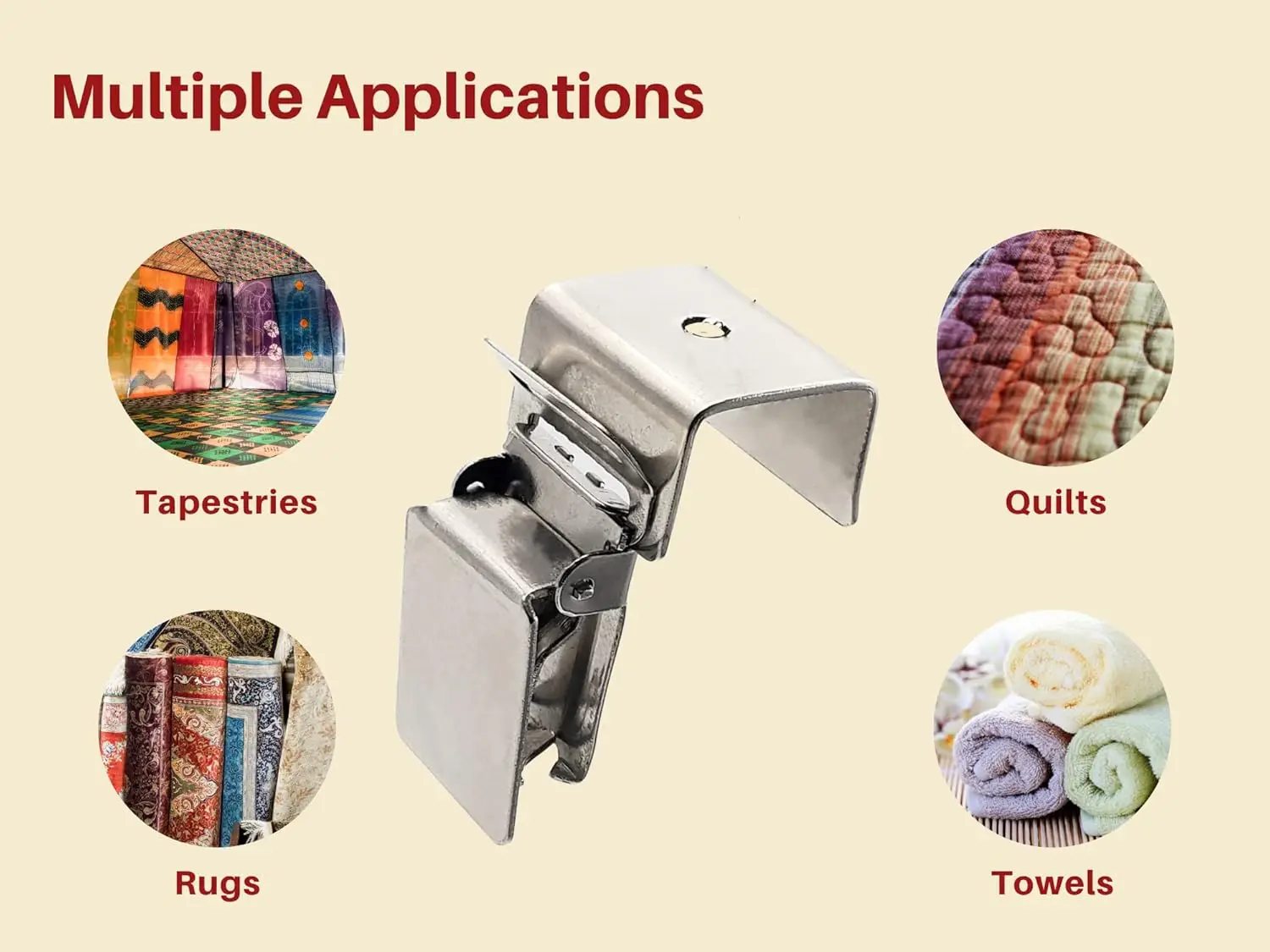 

Rug Clips Heavy Duty 100 Pack Rug Grippers with Alligator Jaw Grip for Hanging Large Rugs,Mats with 1"x1"Base for Display Rack