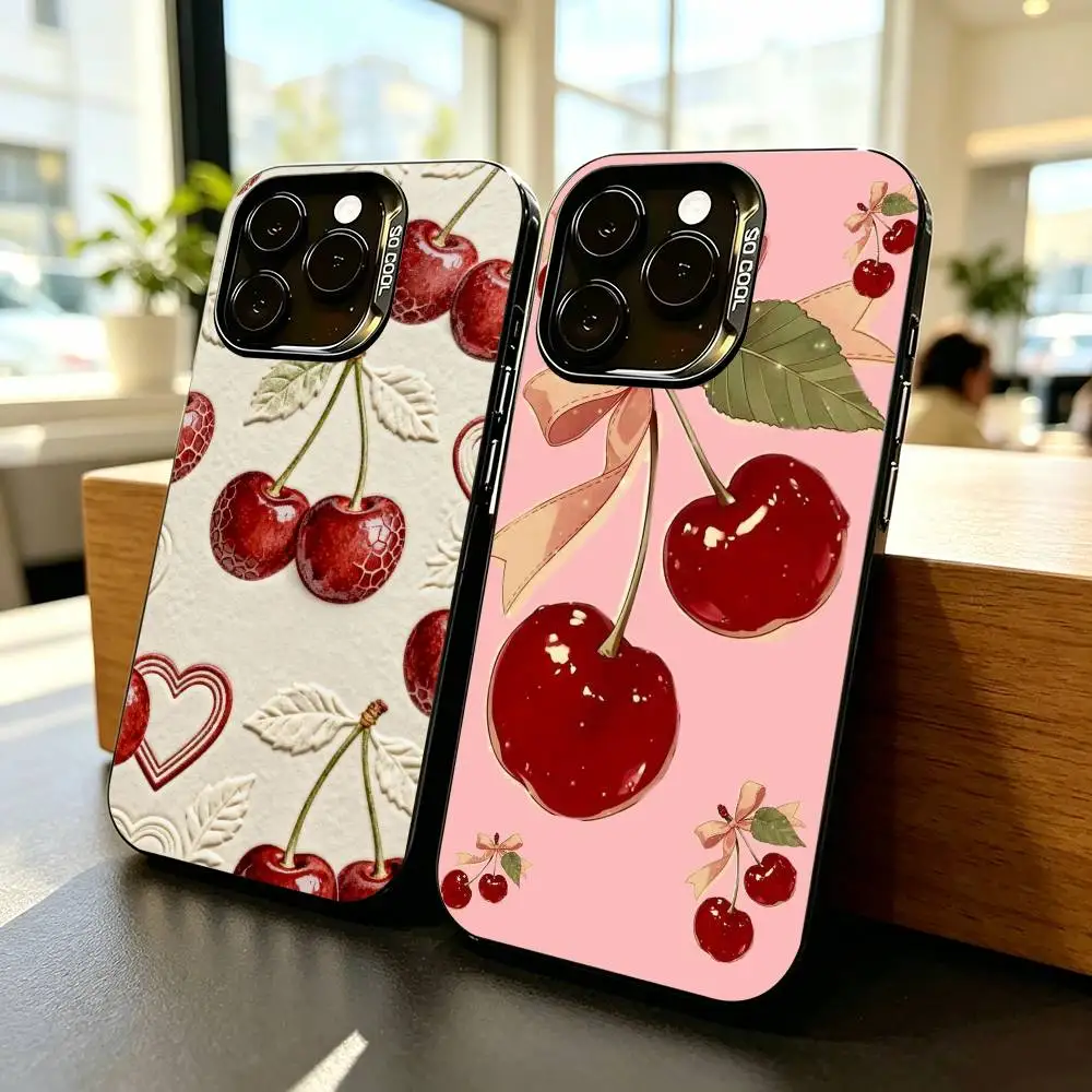 

AbstracLuxury Wine R-Red Cherry Phone Case For iPhone 17,16,15,14,13,12,11 Plus,Pro Max,XS,Colored Silver Plated Inside Cover