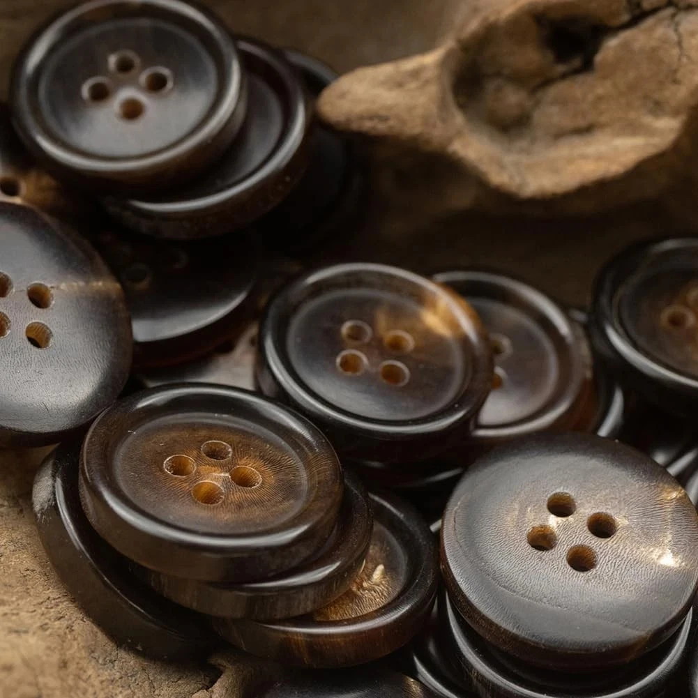 11pcs High Quality Natural Brown Black  Real Buffalo Horn Button Suit Jacket Blazer Coat Set Trim Horn Button 18mm  20mm 23mm