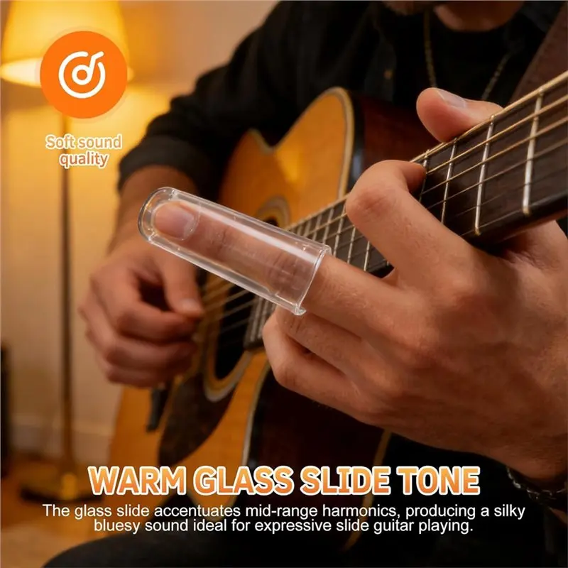 ABLB-Medium Tone Bar, For Guitar Slide Set-For Guitar& Bass- 2-Piece Acrylic& Stainless Steel Slides, Smooth Sustain