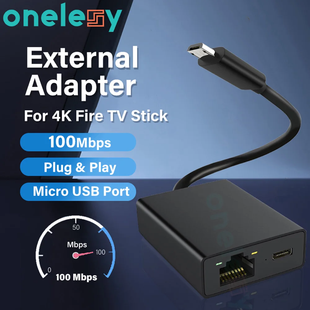 Onelesy 100Mbps Externe Adapter für Feuer TV Stick HD 4K Micro USB Port Networ Karte Externe RJ45 Für router Plug & Play Adapter