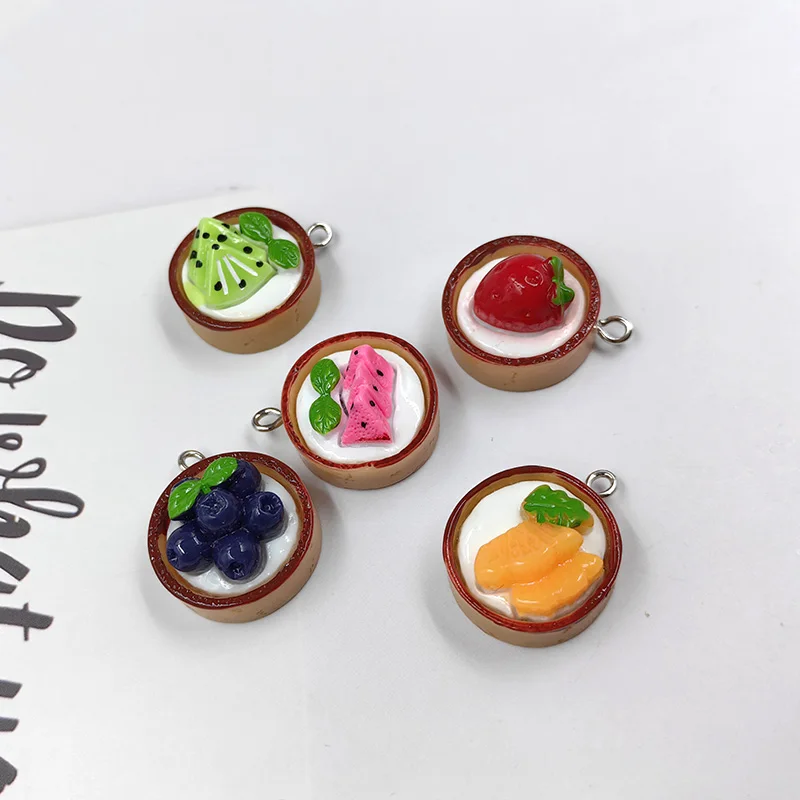 10pcs Cute Fruit Blueberry Strawberry Pineapple Pudding Charms Pendant Crafts Making Findings Fashion Jewelry for Keychain C1216