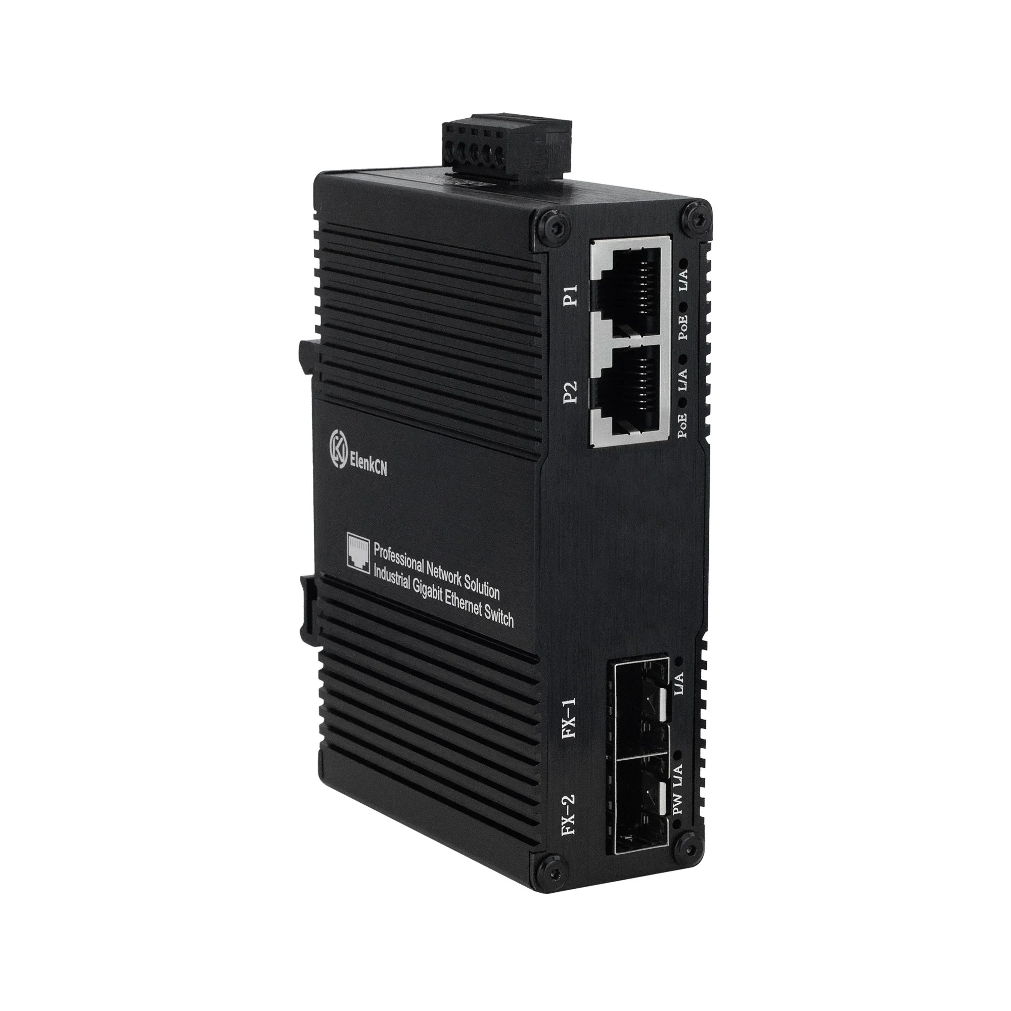 Industrial 2 RJ45+2 SFP Gigabit (PoE) Ethernet Switch:2 Ports Switch with 2 SFP,IEEE802.3af/at/bt Din Fiber Switch,AIuminum Case