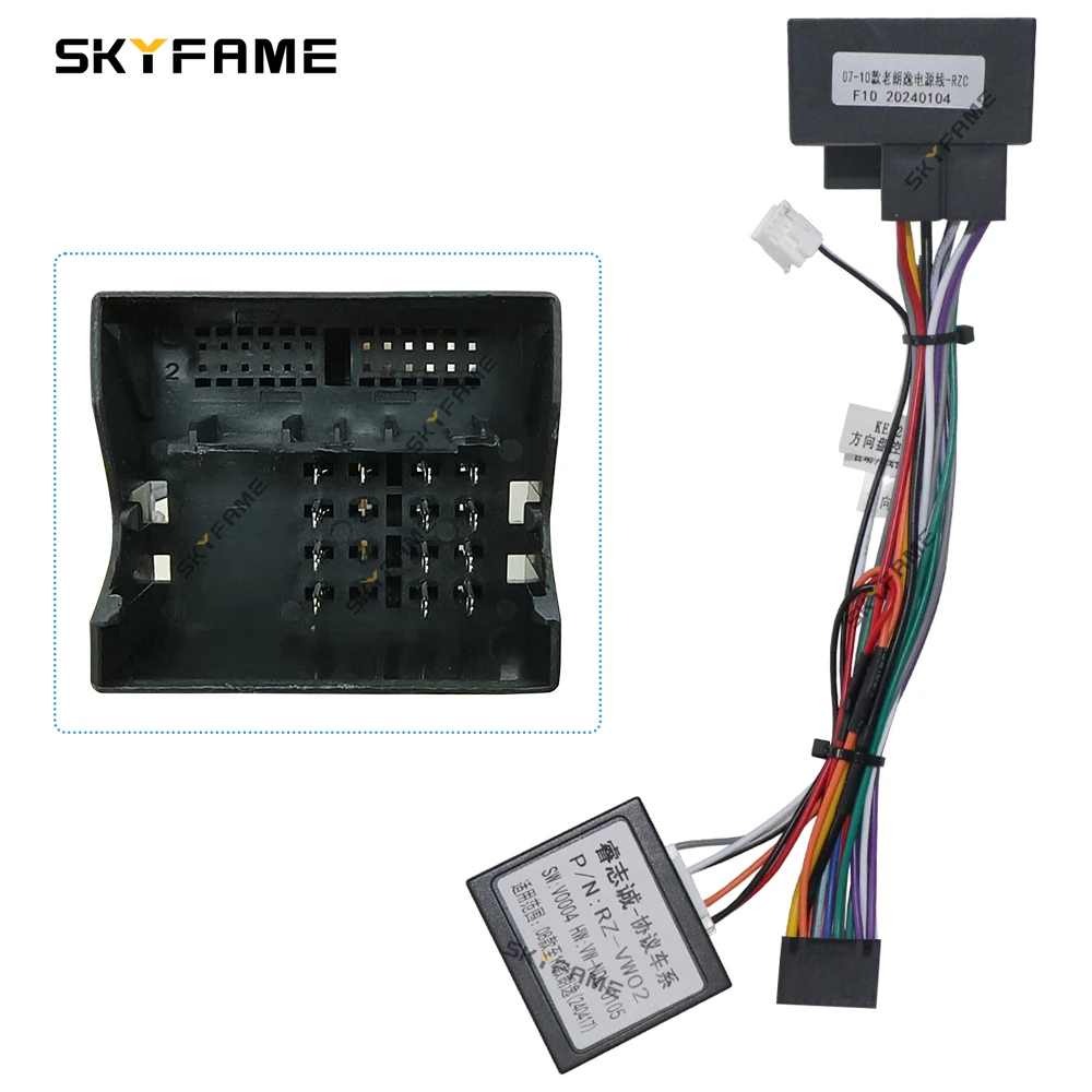 SKYFAME Car 16pin Wiring Harness Adapter Canbus Box Decoder Android Radio Power Cable For Volkswagen Lavida
