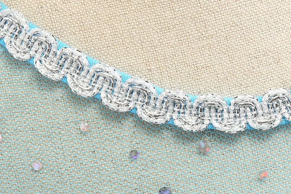 Elsa Prinzessinnenkleid für Mädchen mit glitzerndem Tüllumhang, transparenten langen Ärmeln und Strasssteinen, Kinderkostüm für Halloween, Geburtstagsfeier, 3-10 Jahre – Detail 7
