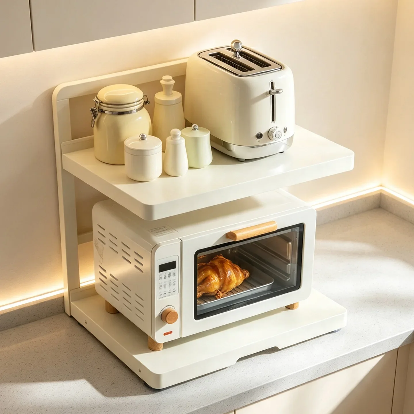Kitchen Microwave Oven Shelf Pull-out Multifunctional Countertop Rice Cooker Rack Household Oven Multi-layer Storage Rack