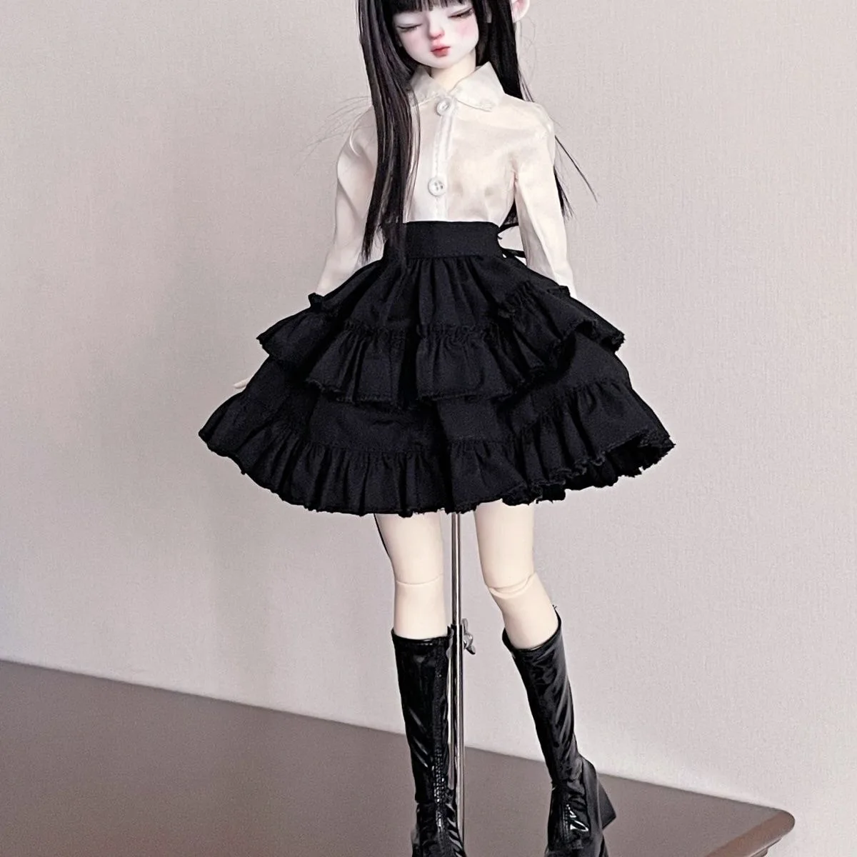 ملابس دمى BJD مناسبة لمقاس 1/4، تنورة قميص لطيفة، ملحقات الدمية (نقطتان)