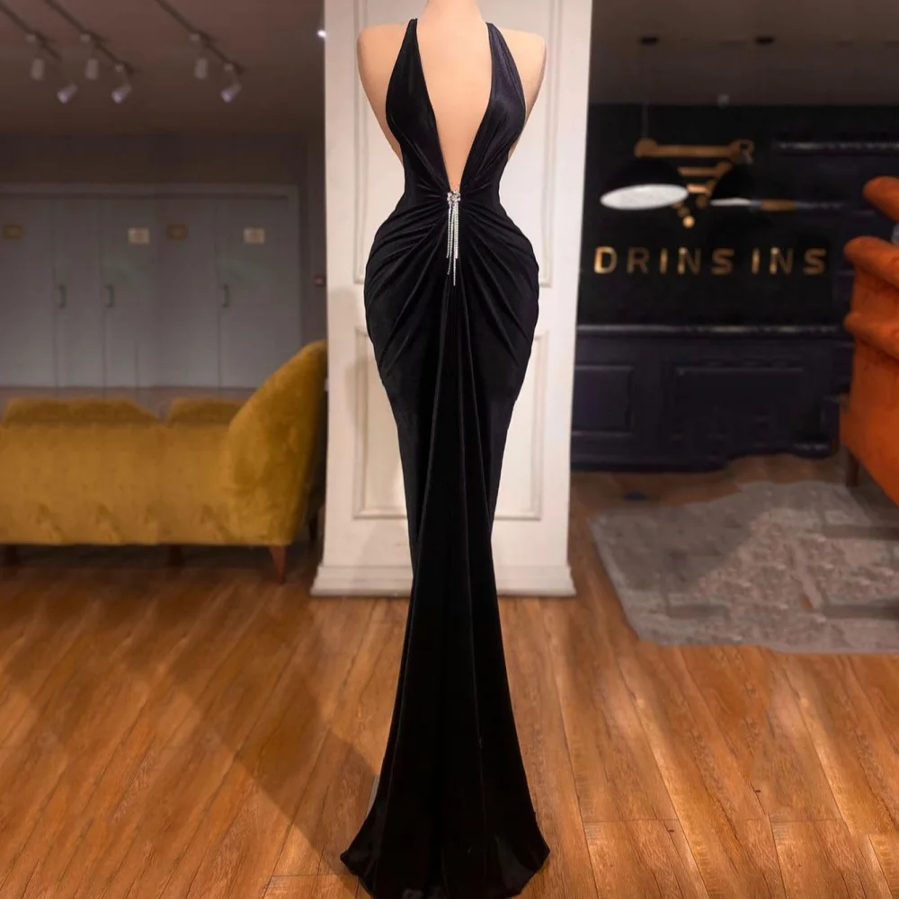 Camellia Sexy Deep V Neck Party Dresses Backless Tank Gowns Simple Mermaid Vintage New Arrival Prom Dress فساتين سهرة