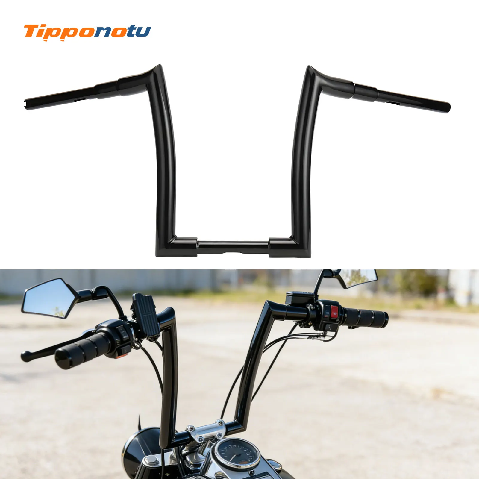 

12/14/16" Rise Ape Handlebar 1.5" Gloss Black Fits for Harley Sportster XL 883 1200 Softail Dyna Road King 1994-2022