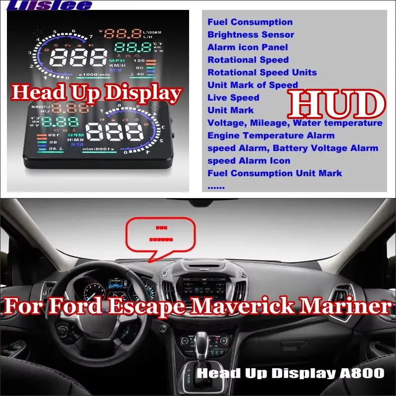 Für Ford Escape Maverick Mariner 2003-2025 Auto HUD Head-Up-Display AUTO HUD Sicherheits-Fahrprojektor Reflektierender Windschutzscheiben-Bildschirm