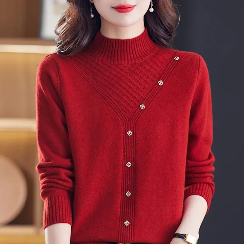 

2024NEW Spring Autumn Women Pullovers Sweater Women Long Sleeved Soft Knitted Sweater Jumper Femme Knitting Bottoming Shirt Tops