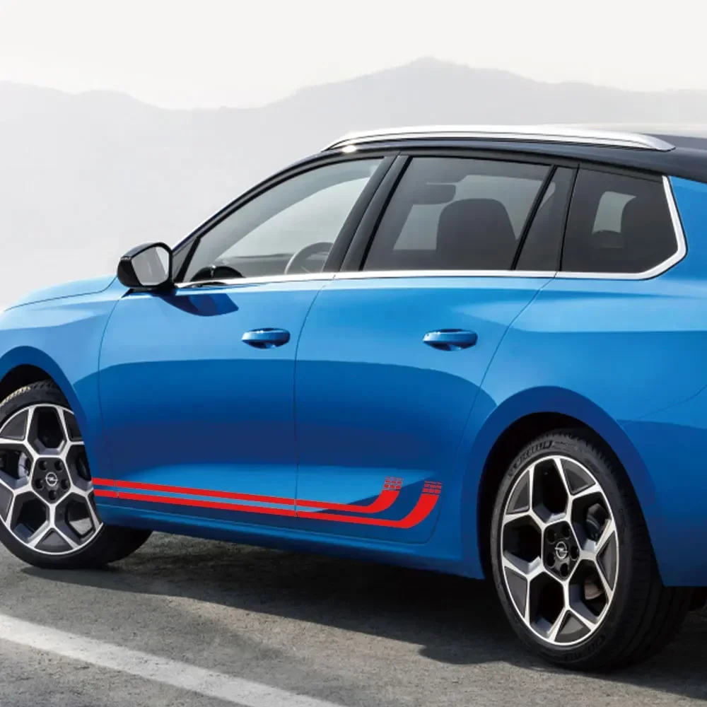 

2PCS Car Styling Sport Racing Custom Stickers Door Side Body Skirt Decor Stickers Decals For Opel Astra H K J G Corsa E D OPC