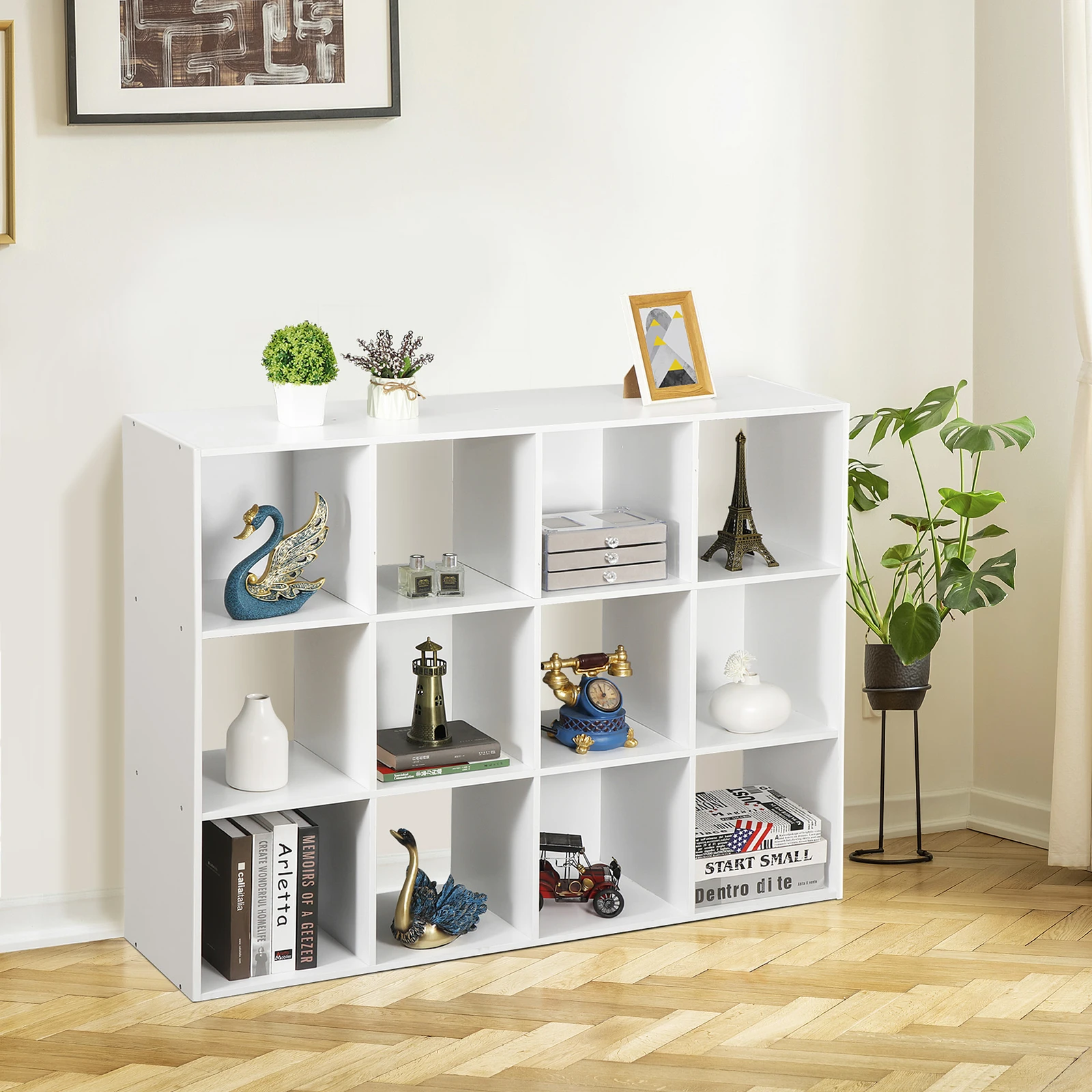 

Домашний офис, книжная полка на 12 кубов, органайзер для хранения, шкаф-витрина, белый цвет