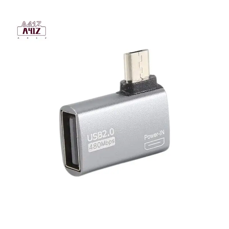 A41Z-4K OTG Cable Adapter Power Supplied Micro-USB To USB With Angle Design. Suitable For Tablet, TV